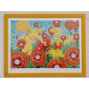 Michal Novotny Fantasy Flying Elephants Floral Framed Art Print Numbered Signed